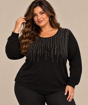 Immagine di PLUS SIZE ROUNDNECK SWEATER WITH RHINESTONES